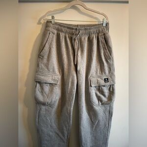 Men's Light Gray Cargo Sweatpants with Drawstring Waist